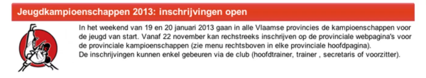 Inschrijving jeugdkampioenschappen